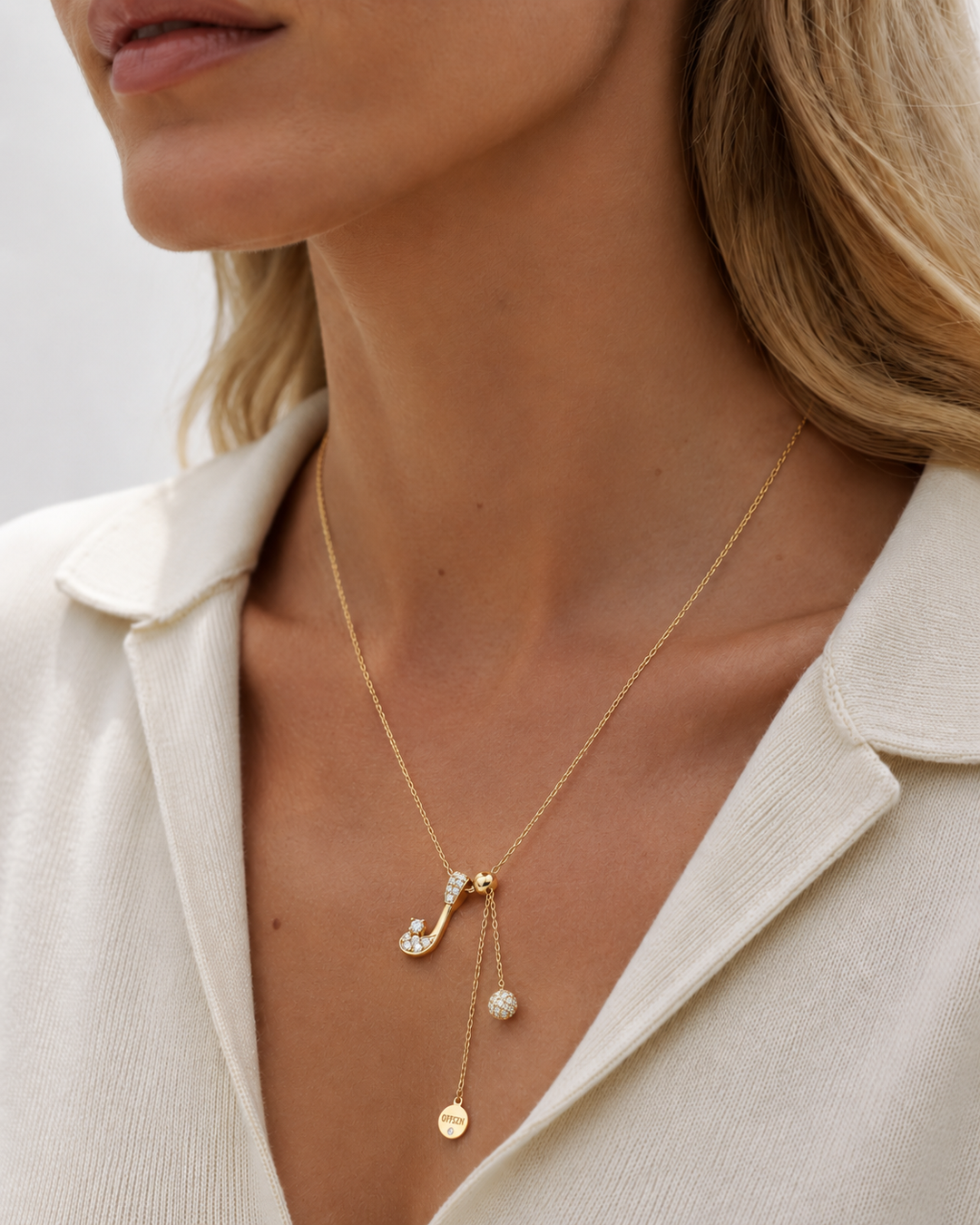 The Pavé Club Pendant Necklace in 14K Gold