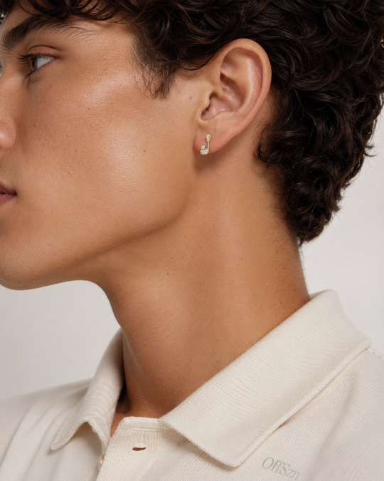 The Pavé Club Studs in 14K Gold
