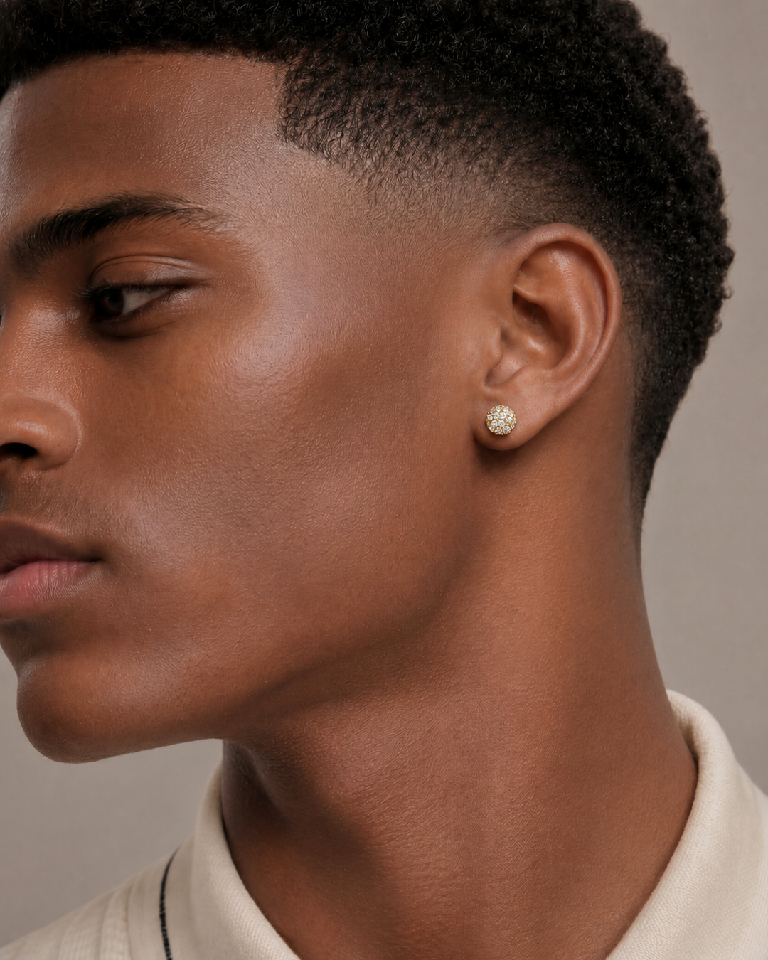 The Pavé Golf Ball Studs in 14K Gold