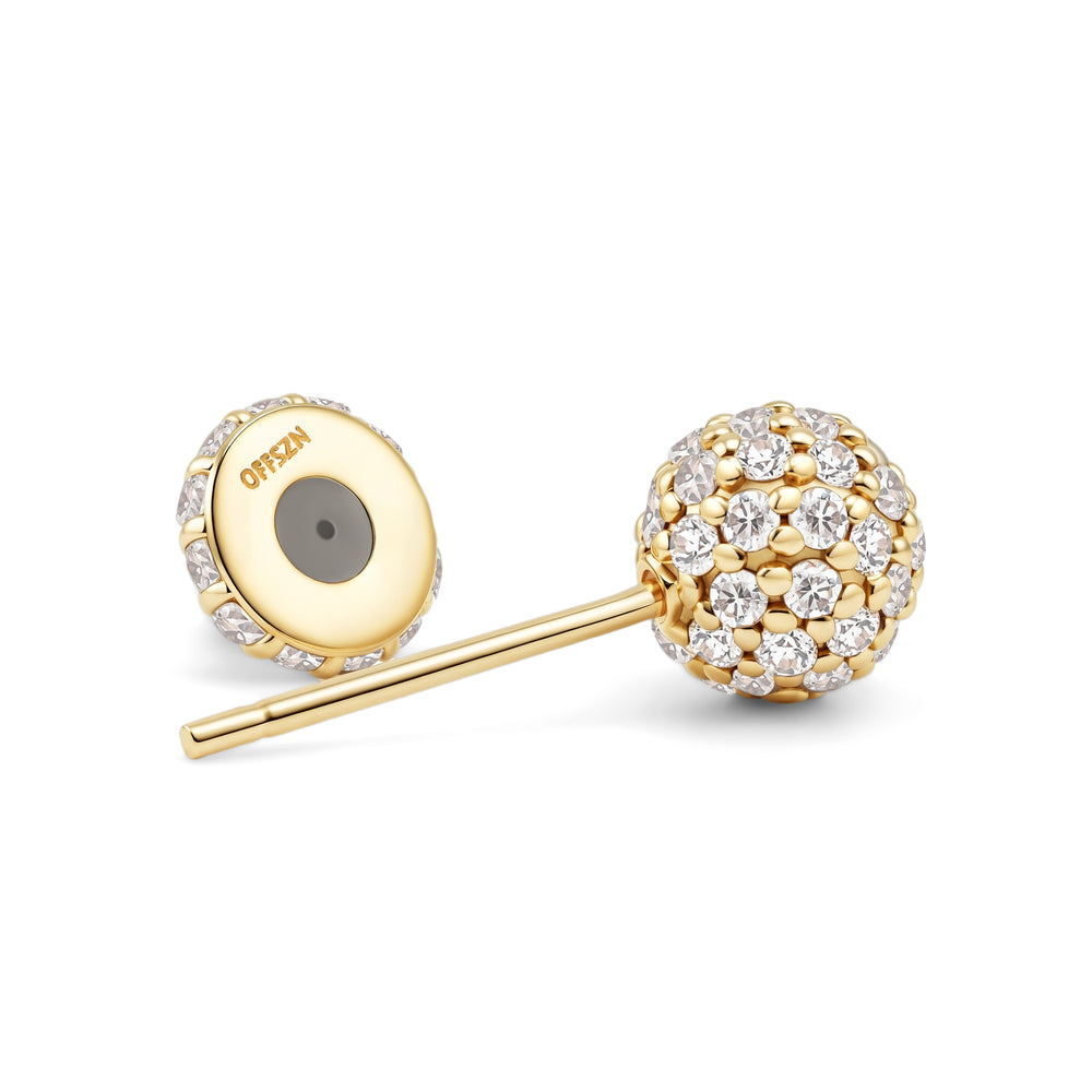 The Pavé Golf Ball Studs in 14K Gold