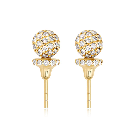 The Pavé Golf Ball Studs in 14K Gold