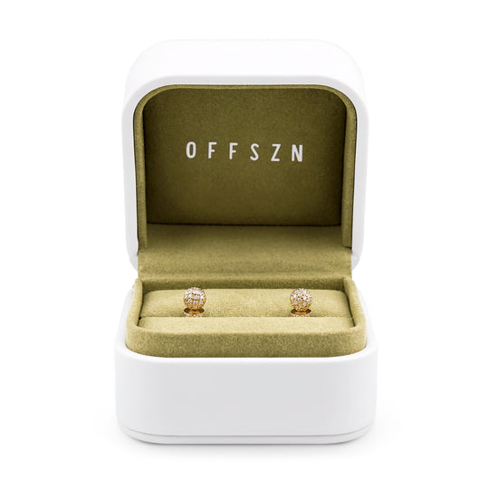 The Pavé Golf Ball Studs in 14K Gold