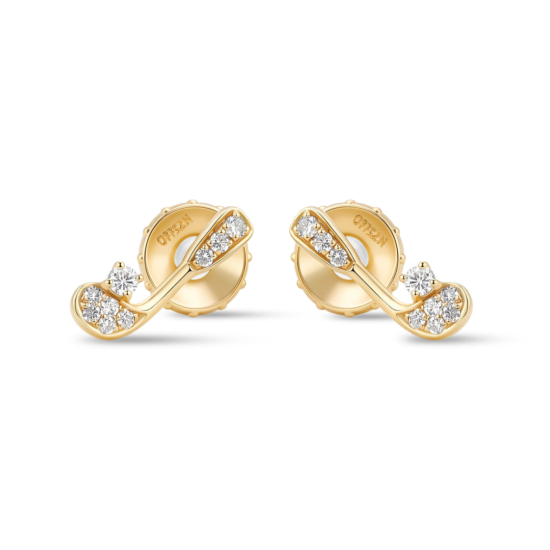 The Pavé Club Studs in 14K Gold