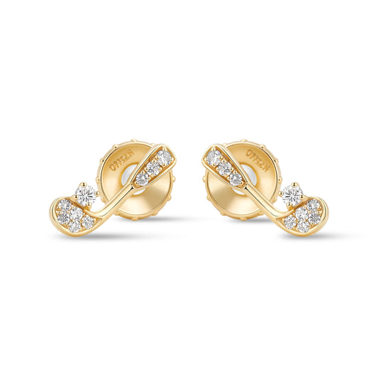 The Pavé Club Studs in 14K Gold