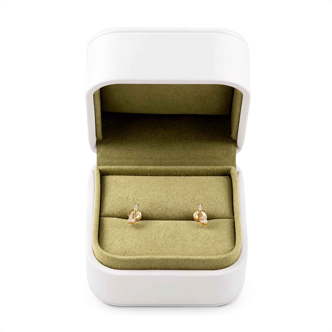 The Pavé Club Studs in 14K Gold